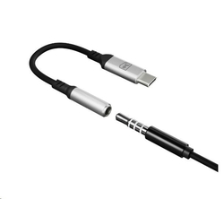 3mk adaptér USB-C/Jack 3,5mm (samice) 0,15m, černo-stříbrná