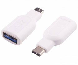 Adaptér USB-C/male - USB3.0 A/female, OTG, bílá