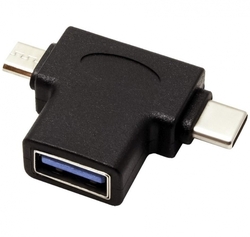 Adaptér USB3.0 female na dva konektory USB-C/male + micro USB B/male