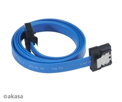 AKASA kabel SATA 3.0, super tenký, se skrytým zámkem, 50cm, modrý