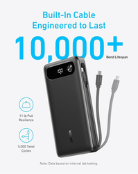 Anker Power Bank 20000mAh, 87W, s vestavěným USB-C kabelem, černá