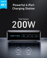 Anker Prime Charger 200W, 4x USB-C, 2x USB-A, GaN