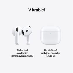 Apple AirPods 4 s aktivním potlačováním hluku (ANC) (MXP93ZM/A)