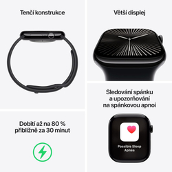 Apple Watch Series 10 GPS 42mm Jet Black Aluminium Case with Black Sport Band - M/L (MWWF3QC/A)