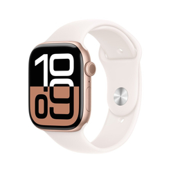 Apple Watch Series 10 GPS 46mm Rose Gold Aluminium Case with Light Blush Sport Band - S/M (MWWT3QC/A)