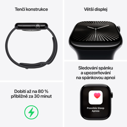 Apple Watch Series 10 GPS + Cellular 42mm Jet Black Aluminium Case with Black Sport Band - M/L (MWX73QC/A)