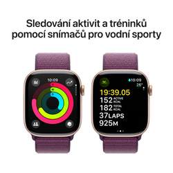 Apple Watch Series 10 GPS + Cellular 42mm Rose Gold Aluminium Case with Plum Sport Loop (MWXC3QC/A)