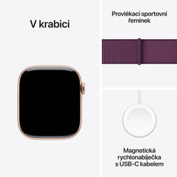 Apple Watch Series 10 GPS + Cellular 46mm Rose Gold Aluminium Case with Plum Sport Loop (MWY83QC/A)