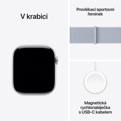 Apple Watch Series 10 GPS + Cellular 46mm Silver Aluminium Case with Blue Cloud Sport Loop (MWY23QC/A)