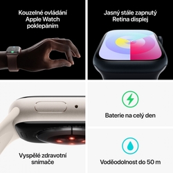 Apple Watch Series 9 45mm Hvězdně bílý hliník s hvězdně bílým sportovním řemínkem - M/L