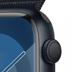 Apple Watch Series 9 45mm Temně inkoustový hliník s temně inkoustovým provlékacím sportovním řemínkem