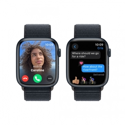 Apple Watch Series 9 45mm Temně inkoustový hliník s temně inkoustovým provlékacím sportovním řemínkem