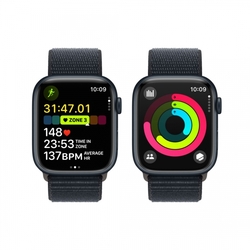 Apple Watch Series 9 45mm Temně inkoustový hliník s temně inkoustovým provlékacím sportovním řemínkem