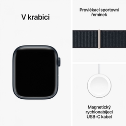 Apple Watch Series 9 45mm Temně inkoustový hliník s temně inkoustovým provlékacím sportovním řemínkem