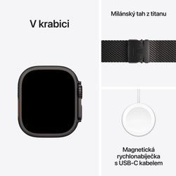 Apple Watch Ultra 2 GPS + Cellular 49mm Black Titanium Case with Black Titanium Milanese Loop - L (MX5V3CS/A)