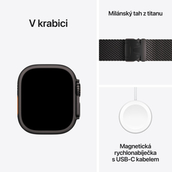 Apple Watch Ultra 2 GPS + Cellular 49mm Black Titanium Case with Black Titanium Milanese Loop - M (MX5U3CS/A)