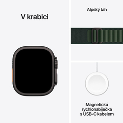 Apple Watch Ultra 2 GPS + Cellular 49mm Black Titanium Case with Dark Green Alpine Loop - Medium (MX4R3CS/A)