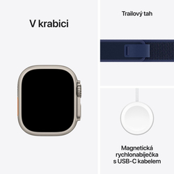 Apple Watch Ultra 2 GPS + Cellular 49mm Natural Titanium Case with Blue Trail Loop - S/M (MX4J3CS/A)