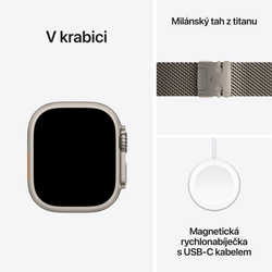 Apple Watch Ultra 2 GPS + Cellular 49mm Natural Titanium Case with Natural Titanium Milanese Loop - L (MX5T3CS/A)