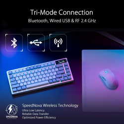 ASUS ROG AZOTH Moonlight White, mechanická, Bluetooth, US, bílá