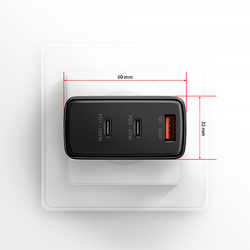 AXAGON ACU-DPQ100, GaN nabíječka do sítě 100W, 3x port (USB-A + dual USB-C), PD3.0/PPS/QC4+/Apple