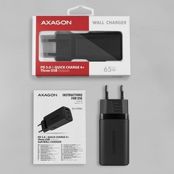 AXAGON ACU-DPQ65, GaN nabíječka do sítě, 3x port, 65W