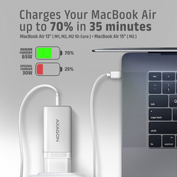 AXAGON ACU-DPQ65W, GaN nabíječka do sítě 65W, 3x port (USB-A + dual USB-C), PD3.0/QC4+/PPS/Apple