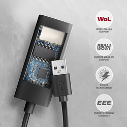 AXAGON ADE-AR, USB-A 3.2 Gen 1 - Gigabit Ethernet síťová karta, Realtek 8153, auto instal