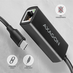 AXAGON ADE-ARC, USB-C 3.2 Gen 1 - Gigabit Ethernet síťová karta, Realtek 8153, auto instal