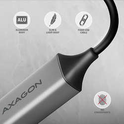 AXAGON ADE-TXCA, USB-C + USB-A 3.2 Gen 1 - Gigabit Ethernet síťová karta, Asix AX88179, auto instal