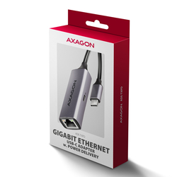 AXAGON ADE-TXPD, USB-C 3.2 Gen 1 - Gigabit Ethernet síťová karta, Asix AX88179, PD 100W, auto instal