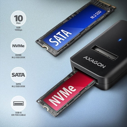 AXAGON ADM2-AM USB-A 10Gbps - M.2 NVMe & SATA SSD adaptér, kabel USB-A 10cm