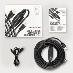 AXAGON ADR-215B, USB 2.0 A-M -> B-M aktivní propojovací / repeater kabel, 15m