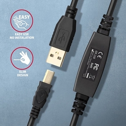 AXAGON ADR-220B, USB 2.0 A-M -> B-M aktivní propojovací / repeater kabel, 20m