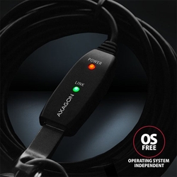 AXAGON ADR-310, USB 3.2 Gen 1 A-M -> A-F aktivní prodlužovací / repeater kabel, 10m