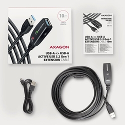 AXAGON ADR-310, USB 3.2 Gen 1 A-M -> A-F aktivní prodlužovací / repeater kabel, 10m