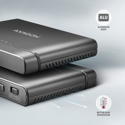 AXAGON ADSA-CC USB-C 10Gbps - NVMe M.2 SSD & SATA 2.5"/3.5" SSD/HDD CLONE MASTER 2 adaptér