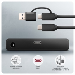 AXAGON ADSA-FPX, USB-C 10Gbps - SATA 6G, 2.5"/3.5" SSD/HDD FAST PORT X adaptér, vč. AC napáječe