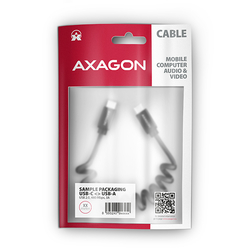 AXAGON BUCM-CM20TB, TWISTER kabel USB-C <-> USB-C, 1.1m, USB 2.0, PD 60W 3A, ALU, tpe, černý