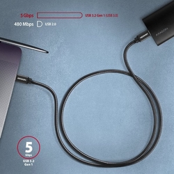 AXAGON BUCM3-CM10AB, SPEED kabel USB-C <-> USB-C, 1m, černý