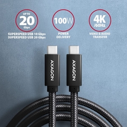 AXAGON BUCM32-CM10AB, SPEED+ kabel USB-C <-> USB-C, 1m