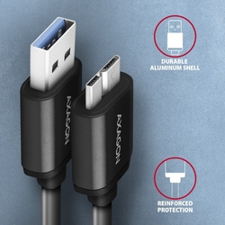 AXAGON BUMM3-AM10AB, SPEED kabel microUSB <-> USB-A, 1m