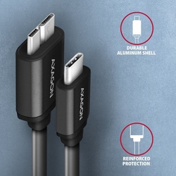 AXAGON BUMM3-CM10AB, SPEED kabel microUSB <-> USB-C, 1m