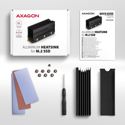 AXAGON CLR-M2XL, hliníkový pasivní chladič pro oboustranný M.2 SSD disk, výška 36 mm