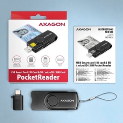 AXAGON CRE-SMP2A, USB-A PocketReader 4-slot čtečka Smart card (eObčanka) + SD/microSD/SIM