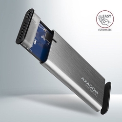 AXAGON EEM2-SG2, USB-C 3.2 Gen 2 - M.2 NVMe & SATA SSD kovový RAW box, bezšroubkový, stříbrný