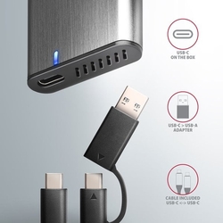 AXAGON EEM2-SG2, USB-C 3.2 Gen 2 - M.2 NVMe & SATA SSD kovový RAW box, bezšroubkový, stříbrný