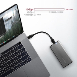 AXAGON EEM2-SG2, USB-C 3.2 Gen 2 - M.2 NVMe & SATA SSD kovový RAW box, bezšroubkový, stříbrný