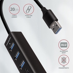 AXAGON HMA-CR3A, USB 3.2 Gen 1 hub, porty 3x USB-A + čtečka karet SD/microSD