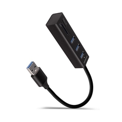 AXAGON HMA-CR3A, USB 3.2 Gen 1 hub, porty 3x USB-A + čtečka karet SD/microSD